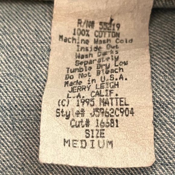 Vintage 90s Barbie Embroirdered Jerry Leigh Jean Jacket  Size Medium - Picture 8 of 8